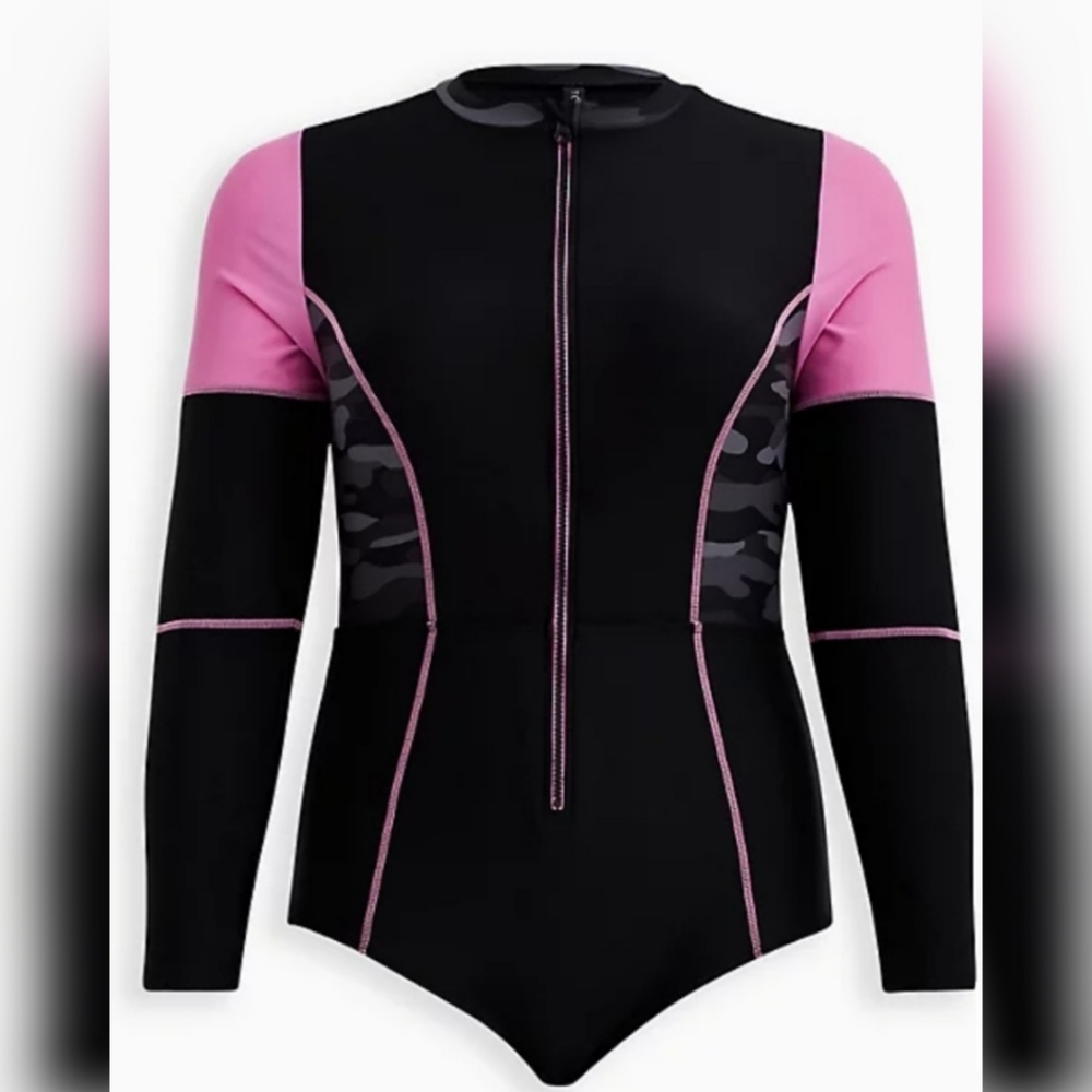 Multi Colorblock Camo Active Swim Rash Guard